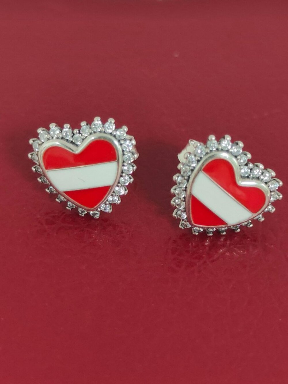 Austria Flag Stud Earrings Exclusive Designed Women Jewelry 925 Sterling Silver